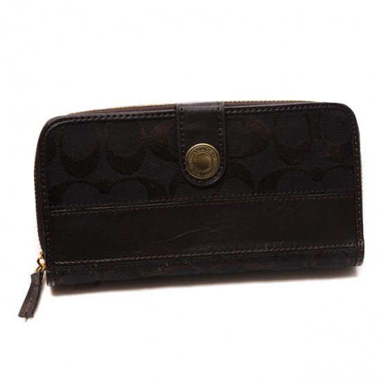 Coach In Signature Large Coffee Wallets CJM - Click Image to Close